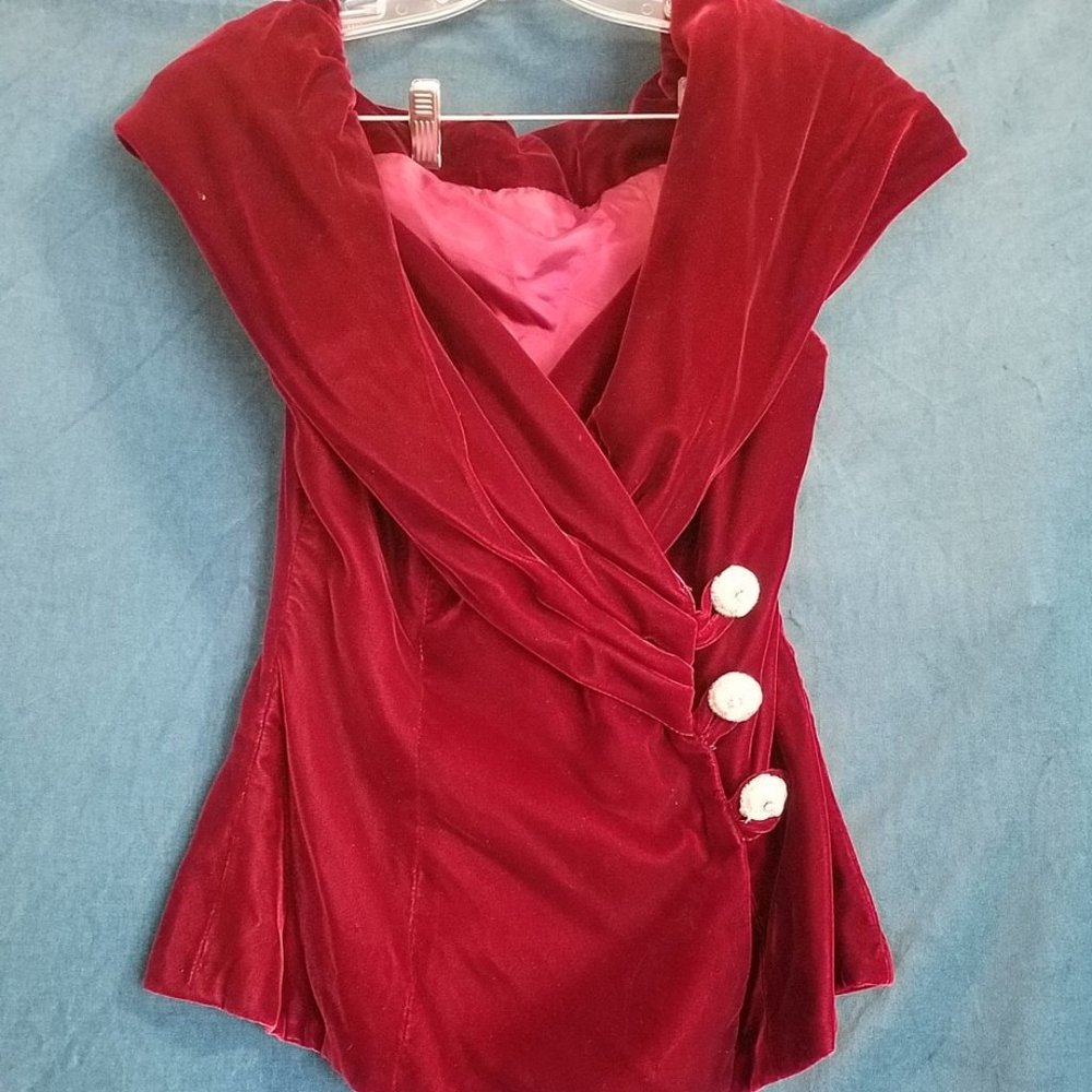 Vintage 1950s velvet shawl collar top